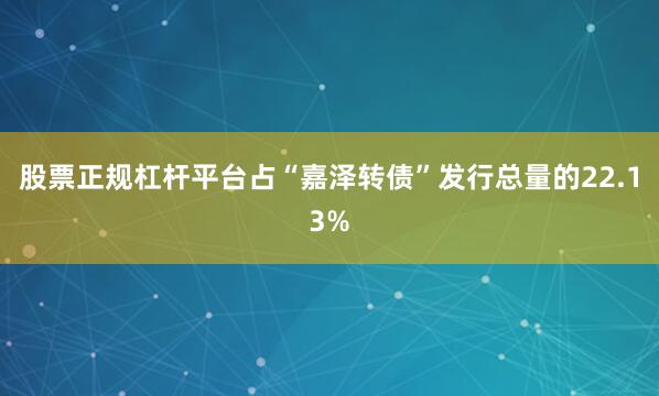 股票正规杠杆平台占“嘉泽转债”发行总量的22.13%