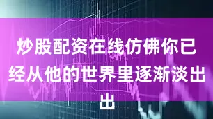 炒股配资在线仿佛你已经从他的世界里逐渐淡出